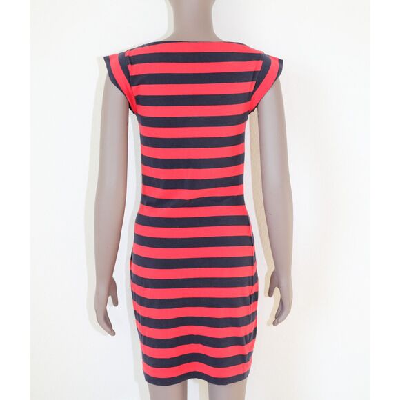 Vintage Y2K Summer Casual Mini Dress Striped Dress‎ Scoop Neck Short Dress Small - Picture 2 of 3
